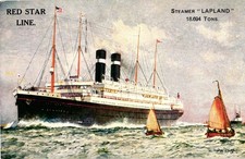 Red Star Line Steamer Lapland Ocean Liner Ship UK Stamp Belgium Postcard 1928