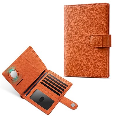 Dual Leather Passport Wallet with Airtag Holder Slim Double Passport Holder R...