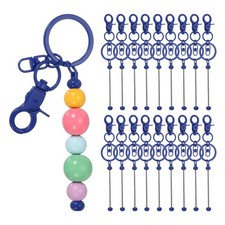 18Pcs Beadable Keychains, DIY Beaded Keychain Making Kit, Dark Blue