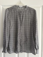 Reiss Silk Blend Blouse Black White Size 6 Shirt