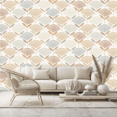 Mango Orange Floral Tapete Prestigeträchtige Textilien Calia Paste The Wall