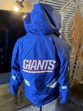 New York Giants Jacket Mens Large Blue NFL Football Hooded Reebok Zip Coat Sz L