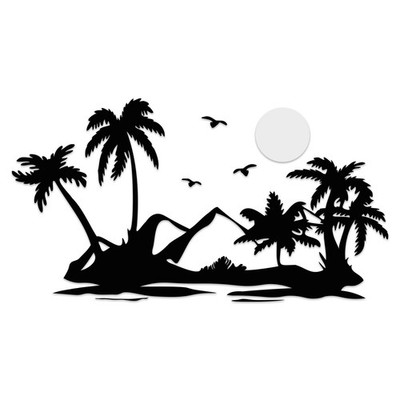 Aufkleber Set Strand Sonne 106,2x57,4cm Auto Wohnwagen Camper KX103 Schwarz Weiß