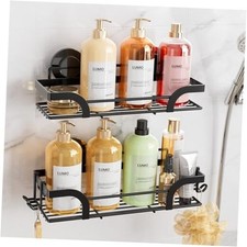 2 Pack Shower Caddy Suction Cup, Shower Shelves for Inside, Rustproof Black