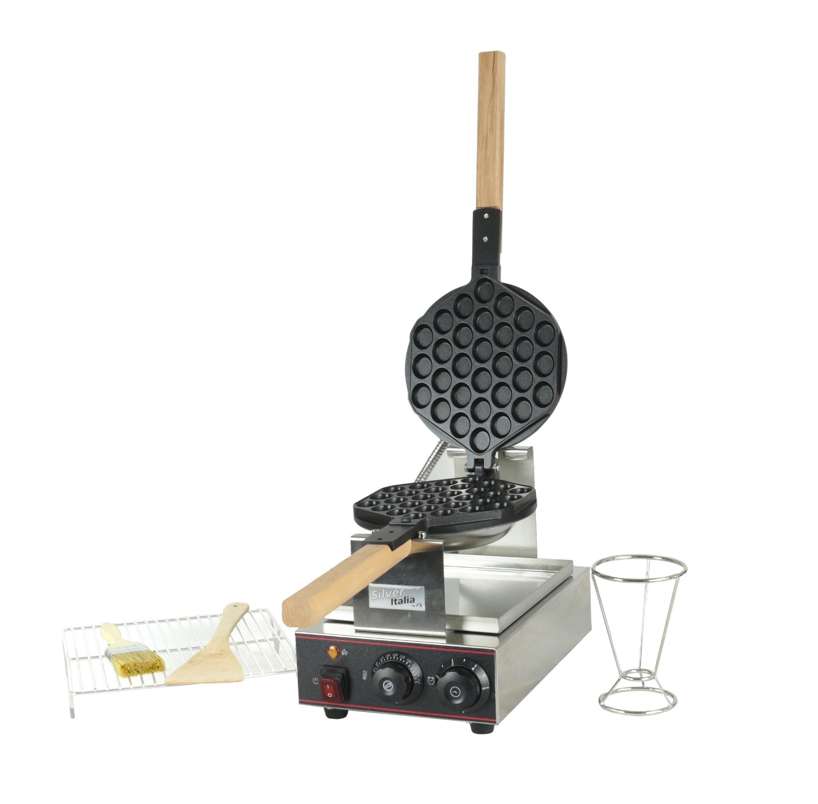 PIASTRA PER EGG BUBBLE WAFFLE SILVER ITALIA - 1 WAFFEL A BOLLE + accessori