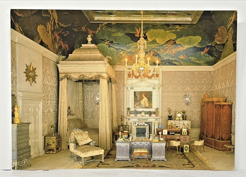 United Kingdom England Queen's Doll House Bedroom Postcard UK 6.75" x 4.75"