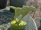Royal haeger 1950 jockey and horse flower frog chartreuse glaze mold R-788 chip