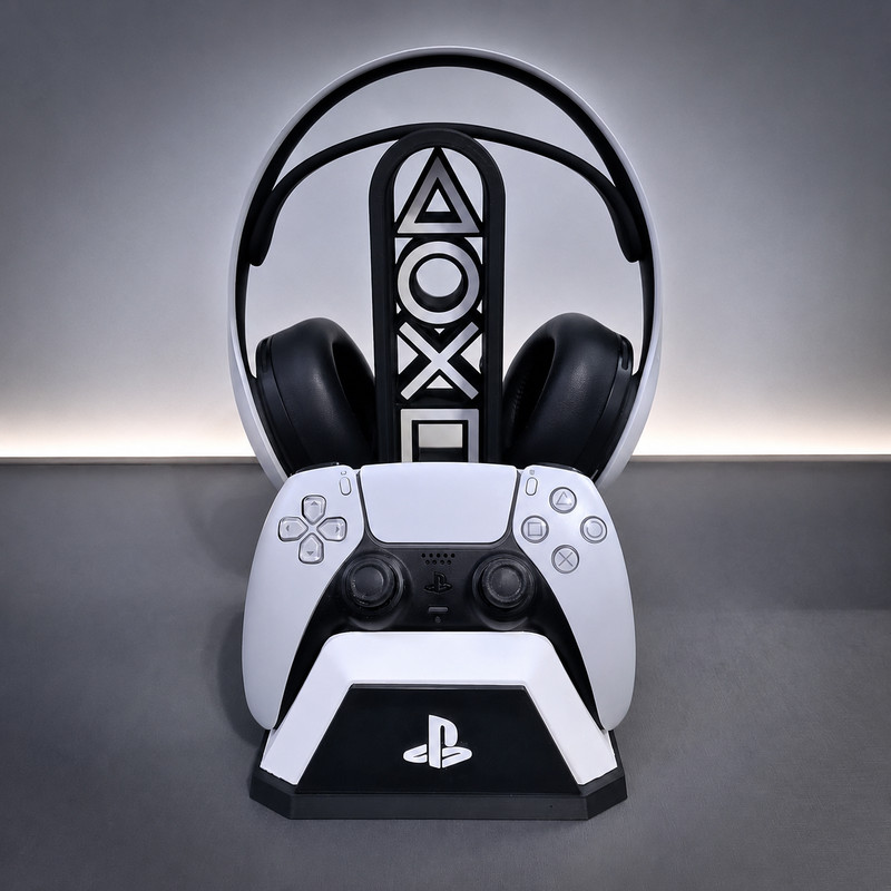 PS5 Controller & Headset Stand – DualSense + Gaming Desk Organizer