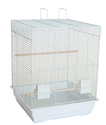YML A5924 3by8In Bar Spacing Flat Top Small Bird Cage White 18In x 18In