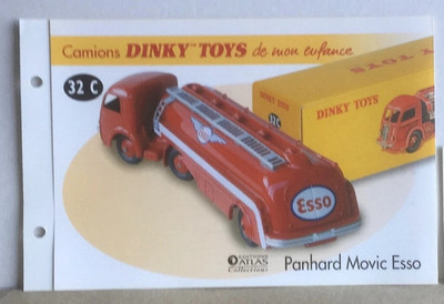 DINKY TOYS ATLAS ORIGINAL 2013 DATA SHEET FOR PANHARD MOVIC ESSO 32C