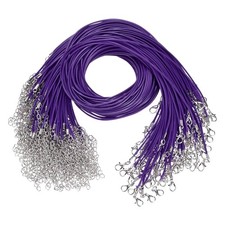 100 Pack 18" Waxed Necklace Cord, 1.5mm Bracelet Cord with Lobster Clasp Purple