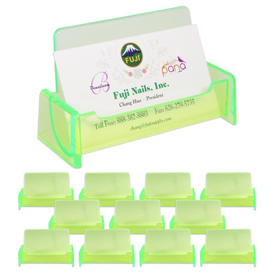 12pc HQ Acrylic Plastic Business Name Card Holder Display Stand (CLEAR GREEN)