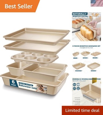 Elegant Aiviki 6-Piece Nonstick Baking Pans Set, Oven-Ready Carbon Steel
