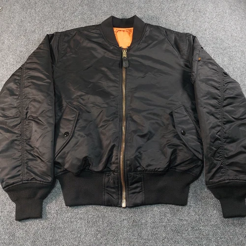 Vintage Y2K Alpha Industries MA-1 Bomber Jacket Mens Medium Black Reversible video thumbnail