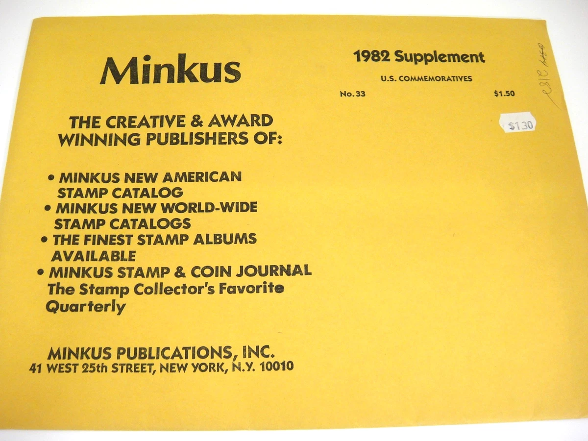 Minkus 1982 United States Commemorative  Issues Stamp Album Supplement  33 NOS