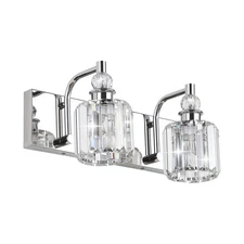 Crystal Vanity Lights 2 Lights Modern Crystal Chrome Bathroom Vanity Light fo...