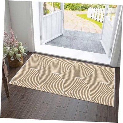  Washable Kitchen Rug 2'x4', Bathroom Runner Rug, Cotton Woven 2' X 4.3' Tan