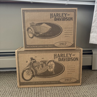 #ad #ad 1917 Harley Davidson The 3 Speed V Twin Model F amp; Side Car Xonex 1:6 Scale NIB $170.00