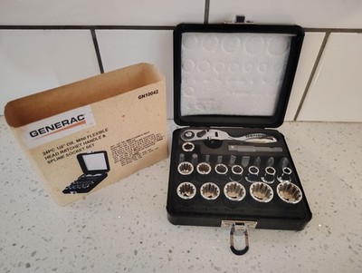 Generac 1/4'' Drive 24 Pc Mini Flexible Head Ratchet Handle & Spline Socket Set