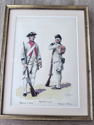 Lucien Rousselot: Original Gemälde. Französische Infanterie, 1767. Superb. - Bild 1 von 6