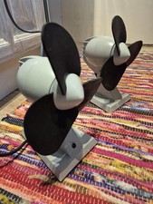 pair (2) Vintage British KEMPFAN Industrial Bullet Desk Fan 8" Working Order 