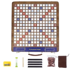 Wooden Folding Crossword Board Game – Word Game Set with 100 Letter Tiles, Sa...