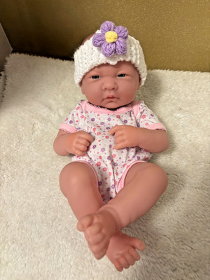 Berenguer Newborn Baby Puppe (Preloved) Floral Baby Grow & Adoption Zertifikat