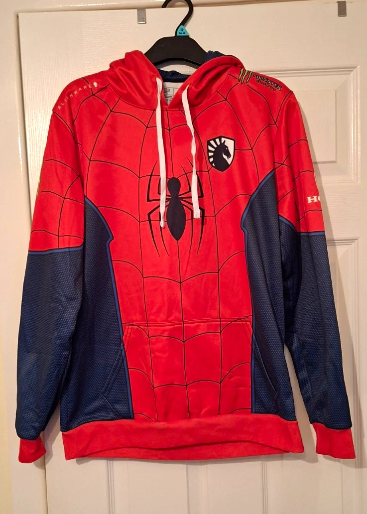 Marvel Spider-Man Team Pullover Líquido Sudadera con Capucha Logo Rojo/Azul Para Hombre’s S