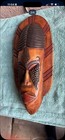 Hand Carved Wooden African Style Decorative Mask Wall Art, Brown Black Red — photo 2