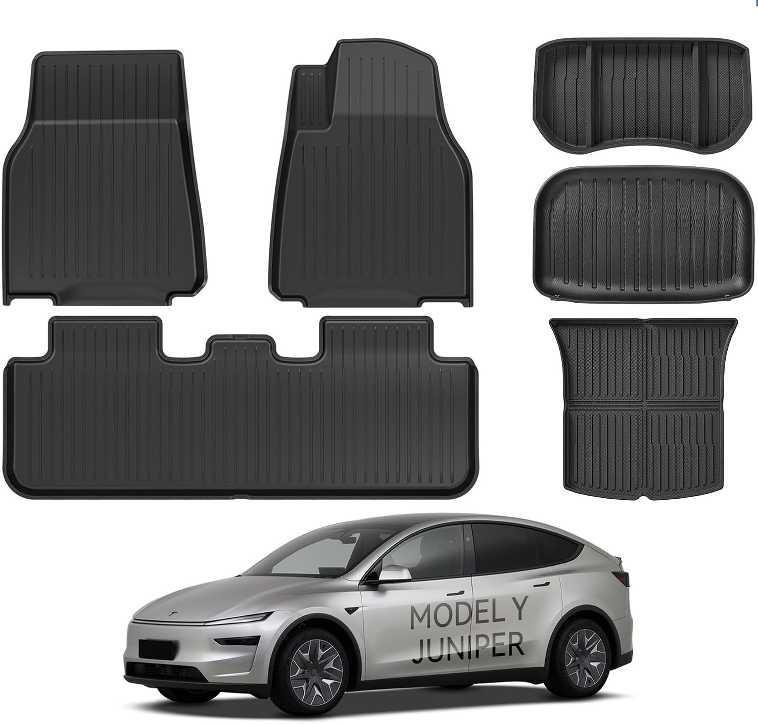 Tesla Model Y Juniper 2025-2026 Floor Mats Set, 6PCS Model Y Juniper All Weather