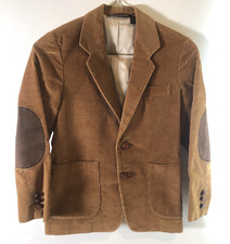 Vintage 1970s Farah Boys SIZE 10 Brown Corduroy Blazer Sport Coat Elbow Patches