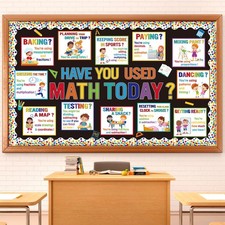 Pajean 74 Pcs Math Bulletin Board Decor - Daily Life Posters for Classroom