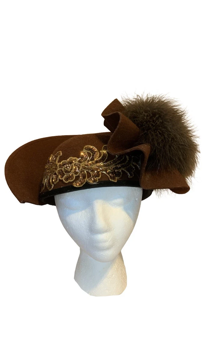 Pillbox Brown 100% Wool Vintage Hats for Women for sale | eBay display picture 3
