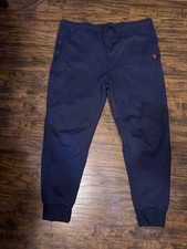 U.S. Polo ASSN XXL Navy Fleece Jogger Sweatpants Tapered Red Logo Drawstring