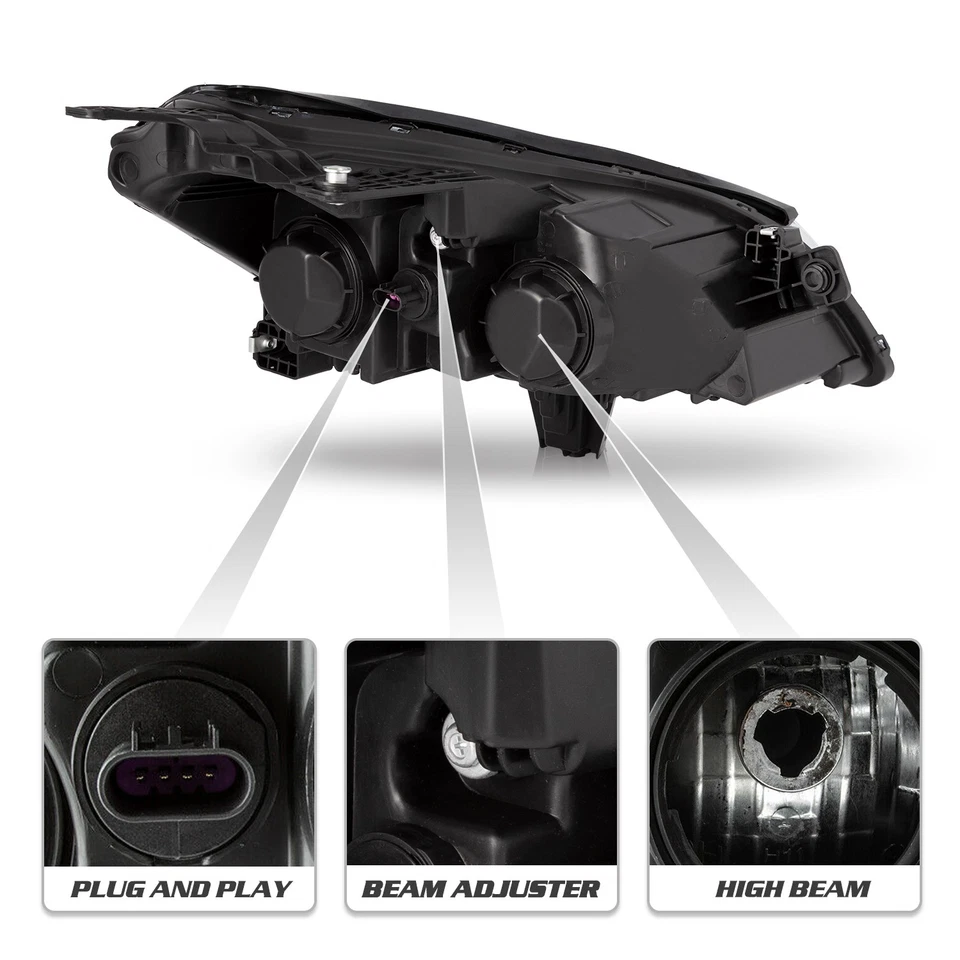 Juegos de faros negros L+R con bombillas para Chevy Traverse LS LT 2009-2012 Foto 3 de 4