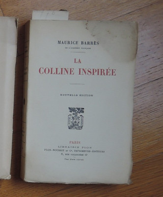 Maurice Barrès Der inspirierte Hügel Plon 1922 mit großen Rändern ex 776 reiner Draht