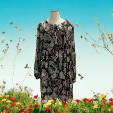Hayden Los Angeles Plus Size Floral Boho Chiffon Tunic Dress XL Festival Flowy