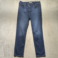 Levis 724 Womens 31x32 High Rise Straight Jeans Blue Stretch Dark Wash Denim EUC