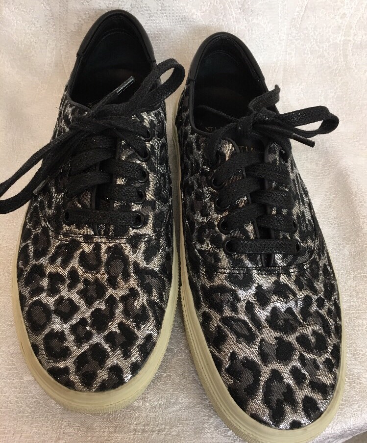 SAINT LAURENT Scarpa da tennis YSL nera argento e grigio pizzo nuova taglia 37 1 2