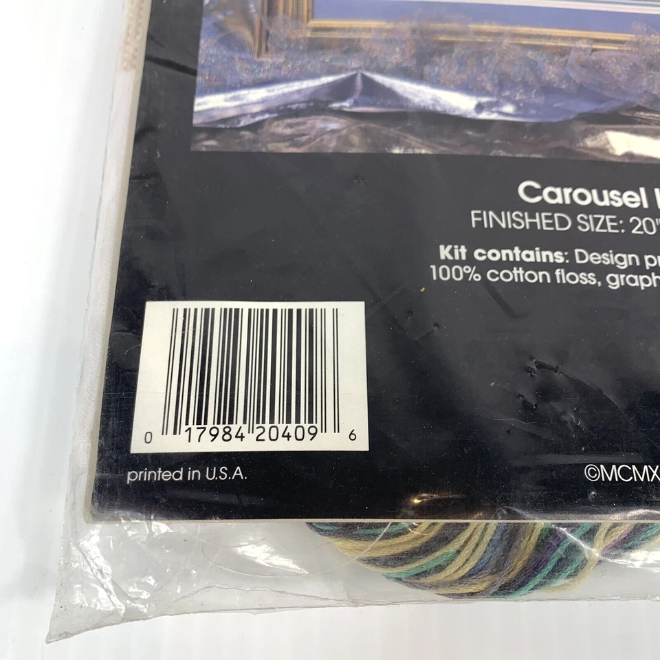 Golden Bee Stamped Cross Stitch Kit Carousel Horses Picture 20409 Vintage New - Image 4 of 4