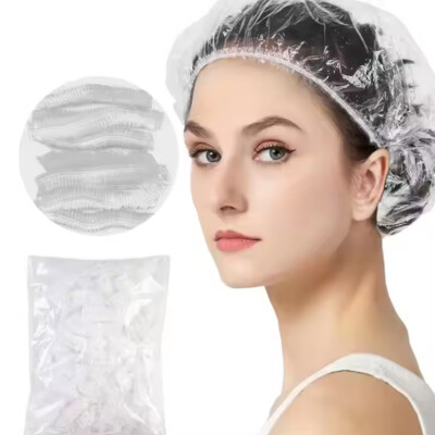 100 PCS Einweg Duschhauben Kunststoff Duschkappe Haarhaube Elastische 48 CM
