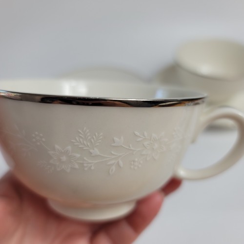 TWO Noritake China Montblanc 7527 Oversized Cup and Saucer Sets White Flowers - Picture 10 of 20