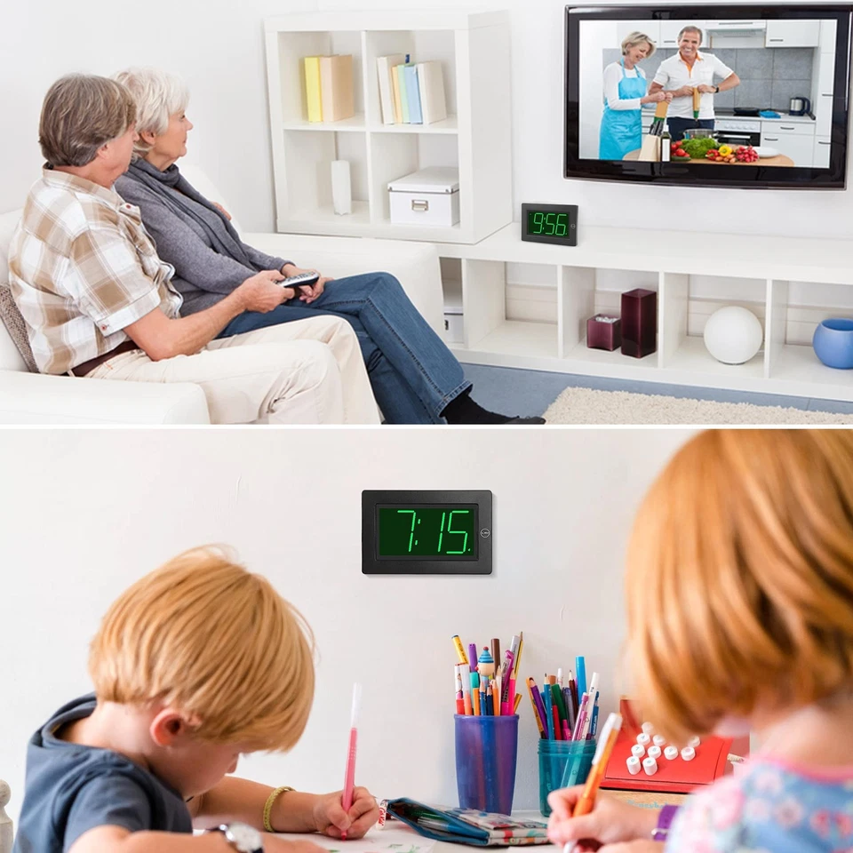 KWANWA Alarm Clock, Wall Clock, Digital Clock, 3" LED Digit Display, Battery Ope - Image 3 of 4