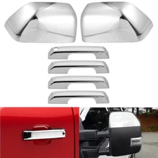 For 2023-2025 Ford F250 F350 Super Duty Top Chrome Mirror + 4Dr Handle Covers