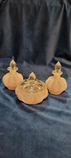 FENTON GLASS~VINTAGE "ROSE" MELON VANITY SET~ POWDER BOX & PERFUMES