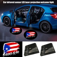 2pcs Puerto Rico Flag Logo Car Door Courtesy Shadow Projection Welcome Led Light