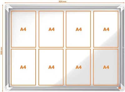 nobo Schaukasten Metall Rückwand Außenbereich 8 x DIN A4 wetterfest
