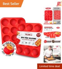 Muffin Pan Set Silicone 12 Cups Non-Stick Dishwasher Safe Bake Muffins Treats