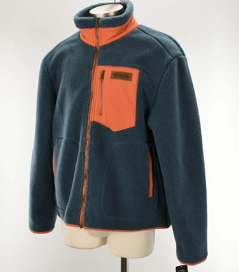 PENDLETON Mens Storm Blue Colorblock WINTHROP Fleece Jacket XXL NWT