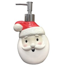 NWT Christmas Holiday Bathroom Santa Face Soap Lotion Pump Dispenser Ceramic